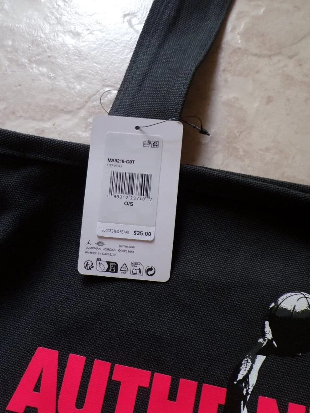 Authentic JORDAN World Wide 100% Cotton Canvas Bag New